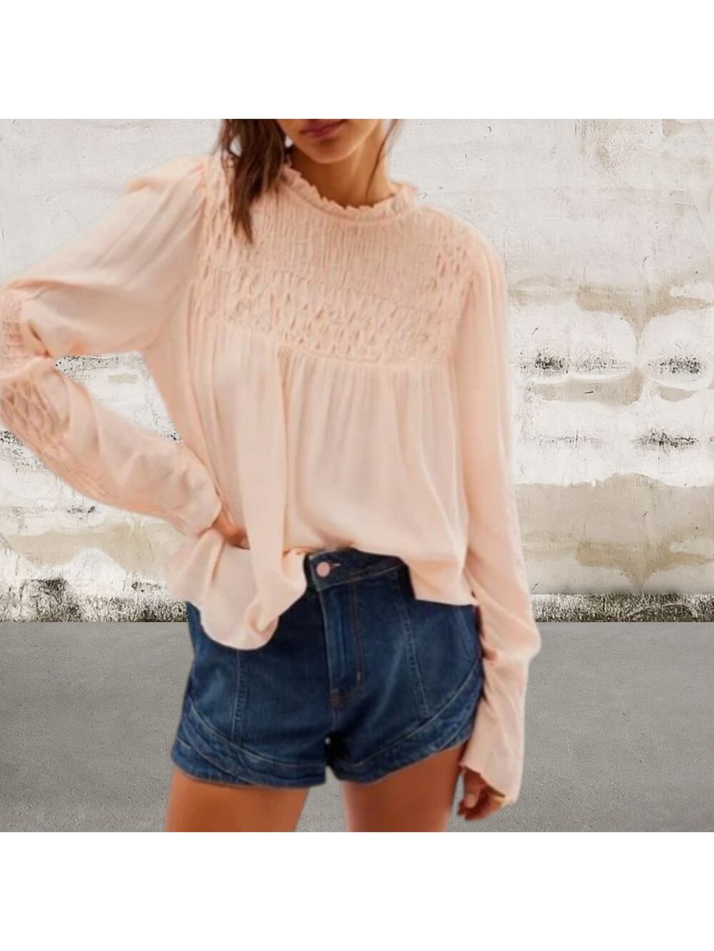 Free People $98 MSRP Smocked In Time Top Size Medium NWT